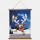 Funny Reindeer Peeking Christmas Meme  吊り下げ型タペストリー (正面)