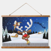 Funny Reindeer Peeking Christmas Meme  吊り下げ型タペストリー (正面)