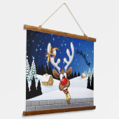 Funny Reindeer Peeking Christmas Meme  吊り下げ型タペストリー (傾斜あり)