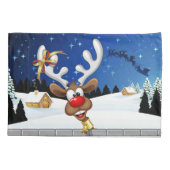 Funny Reindeer Peeking Christmas Meme  枕カバー (裏面)
