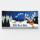 Funny Reindeer Peeking Christmas Meme  横断幕 (横)