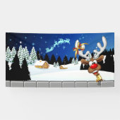 Funny Reindeer Peeking Christmas Meme  横断幕 (横)