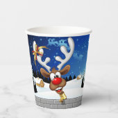 Funny Reindeer Peeking Christmas Meme  紙コップ (正面)