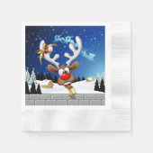 Funny Reindeer Peeking Christmas Meme  縁ありカクテルナプキン (正面)