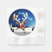 Funny Reindeer Peeking Christmas Meme  縁ありカクテルナプキン (正面)
