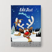 Funny Reindeer Peeking Christmas Meme  缶バッジ (正面)