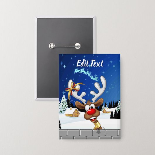 Funny Reindeer Peeking Christmas Meme  缶バッジ (正面/裏面)