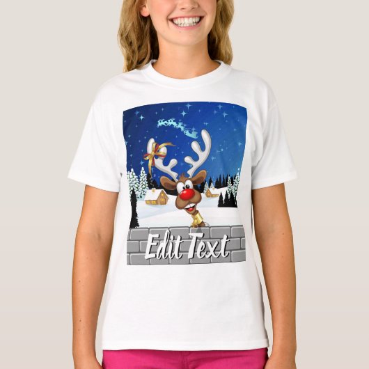 Funny Reindeer Peeking Christmas Meme  Tシャツ (正面)
