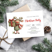 Funny Reindeer red green printable Christmas  招待状