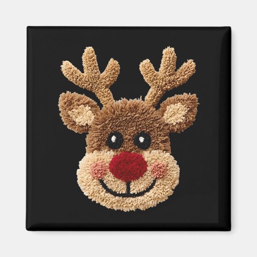 Funny Reindeer Rudolph Crochet Merry Christmas Xma マグネット (正面)