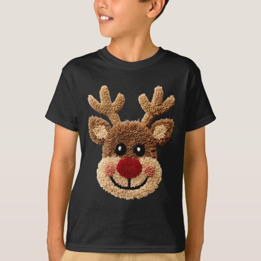 Funny Reindeer Rudolph Crochet Merry Christmas Xma Tシャツ (正面)