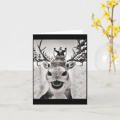Funny Reindeer Selfie Christmas Santa Funny Kids  カード (黄色い花)
