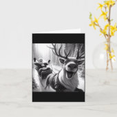 Funny Reindeer Selfie Santa Christmas Shirts Men W カード (黄色い花)