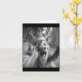 Funny Reindeer Selfie Santa Merry Christmas Men Wo カード (黄色い花)