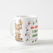 Funny Reindeer Stuck in Christmas Lights Mug コーヒーマグカップ (正面左)