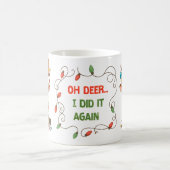 Funny Reindeer Stuck in Christmas Lights Mug コーヒーマグカップ (中央)
