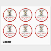 Funny reindeer whimsical holiday sticker design ラウンドシール (シート)