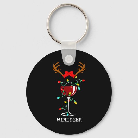 Funny Reindeer Winedeer Reinbeer Matching Couples  キーホルダー (正面)