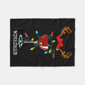 Funny Reindeer Winedeer Reinbeer Matching Couples フリースブランケット (正面(横))