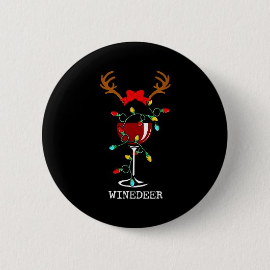 Funny Reindeer Winedeer Reinbeer Matching Couples 缶バッジ (正面)