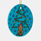Funny Reindeer with Plug and Christmas Light Tree セラミックオーナメント (右)