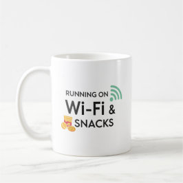 Funny Remote Work Mug Wi-Fi and Snacks Quote コーヒーマグカップ