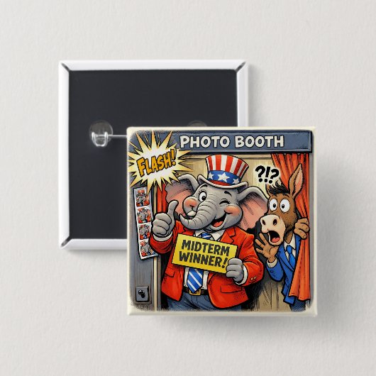 Funny Republican Elephant Mid-Term Election Button 缶バッジ (正面&裏面)
