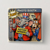 Funny Republican Elephant Mid-Term Election Button 缶バッジ (正面)
