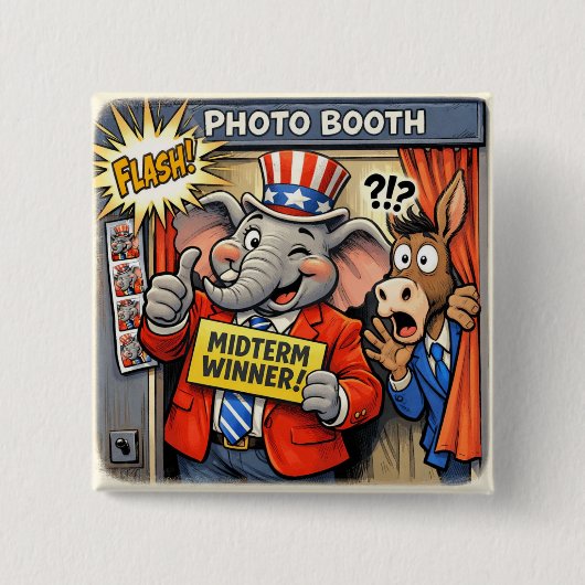 Funny Republican Elephant Mid-Term Election Button 缶バッジ (正面)