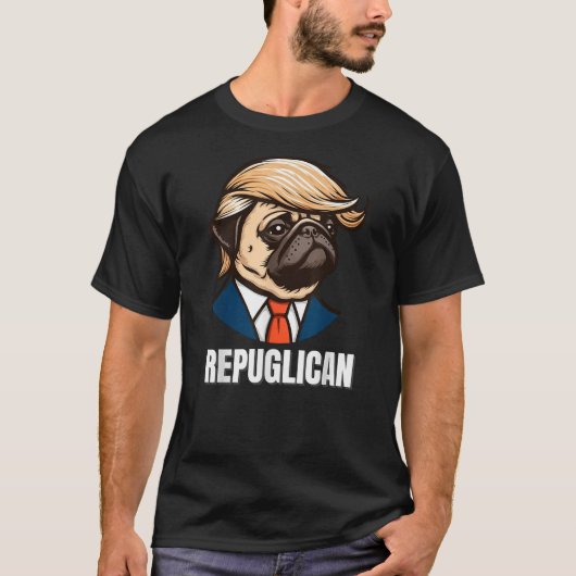 Funny Republican Pug Political Dog Repuglican Men  Tシャツ (正面)