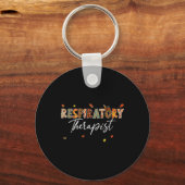 Funny Respiratory Therapist Pumpkin Autumn Tree Fa キーホルダー (正面)