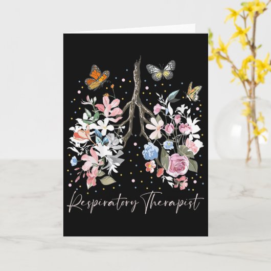 Funny Respiratory Therapist Therapy Lung Happy Eas カード (黄色い花)