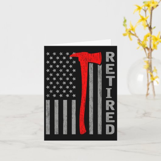 Funny Retired Firefighter Usa Flag Fireman Retirem カード (黄色い花)
