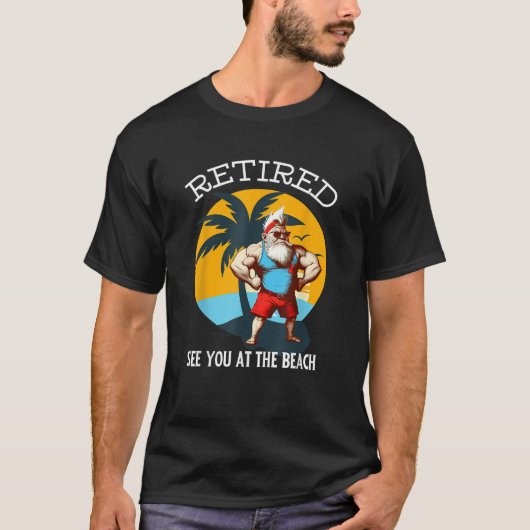 Funny Retired Gnome Retro Buff Gnome The Beach Dad Tシャツ (正面)