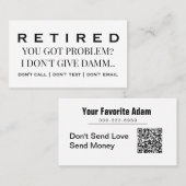 Funny Retired Profession Gag Retirement 名刺 (正面/裏面)