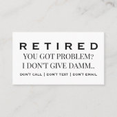 Funny Retired Profession Gag Retirement  名刺 (正面)