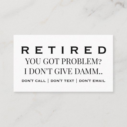 Funny Retired Profession Gag Retirement 名刺 (正面)