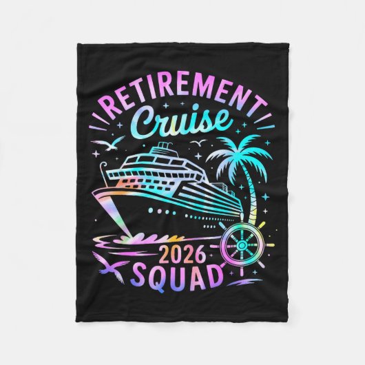Funny Retirement Cruise 2026 Squad Tie Dye Retired フリースブランケット (正面)