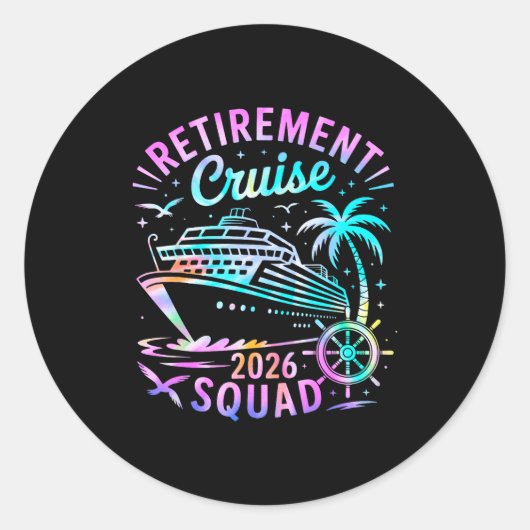 Funny Retirement Cruise 2026 Squad Tie Dye Retired ラウンドシール (正面)