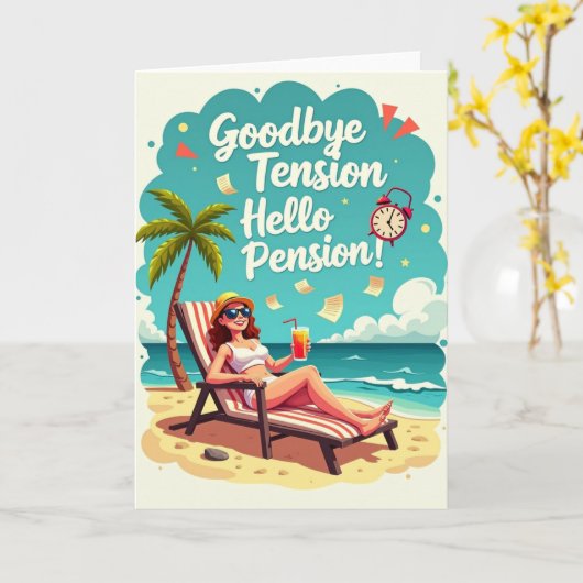 Funny Retirement - Goodbye Tension, Hello Pension! カード (黄色い花)