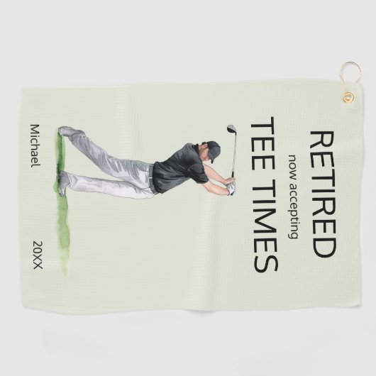 Funny Retirement Now Accepting Tee Times Gift ゴルフタオル (横)