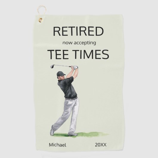 Funny Retirement Now Accepting Tee Times Gift ゴルフタオル (正面)
