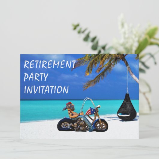 Funny Retirement Party Biker Motorcyclist 招待状 (スタンド正面)