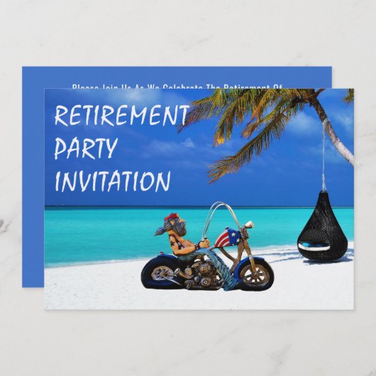 Funny Retirement Party Biker Motorcyclist 招待状 (正面/裏面)
