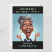 Funny Retirement Party Caricature Lady 招待状 (正面)