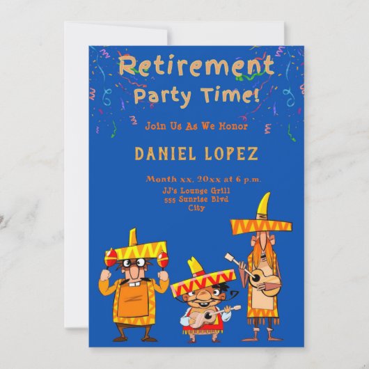 Funny Retirement Party Invitation Fiesta 招待状 (正面)