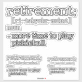 Funny Retirement Pickleball Definition シール (シート)