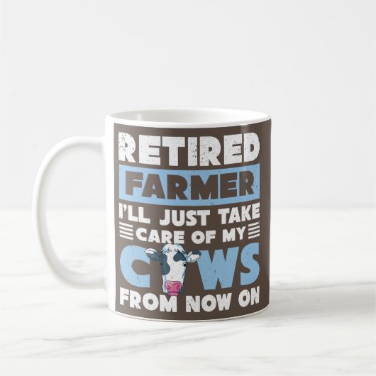Funny Retirement Plan Cow Retired Farmer Farm コーヒーマグカップ (左)