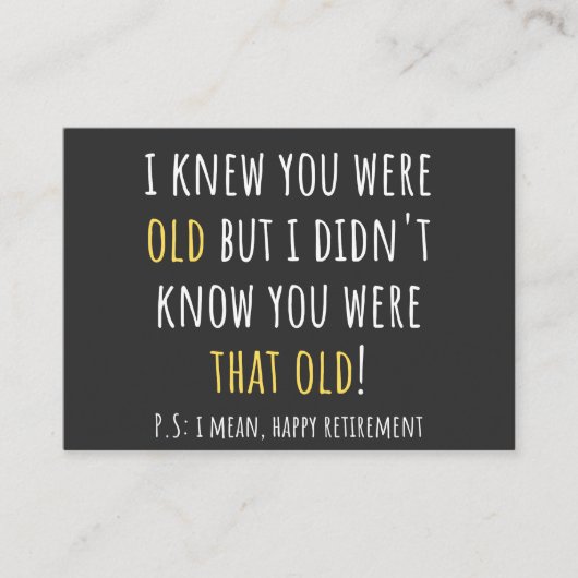 funny retirement, retired, retired teacher, retire 名刺 (正面)