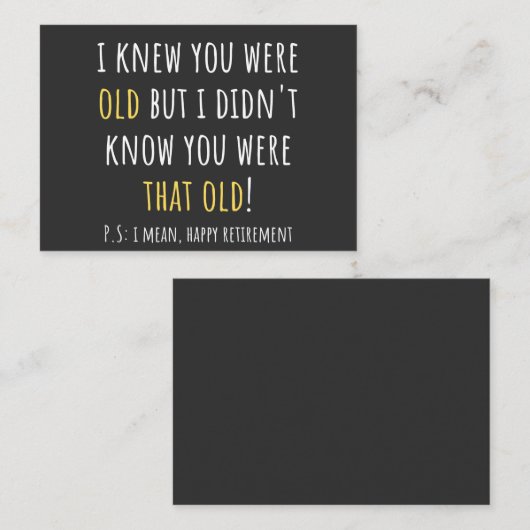 funny retirement, retired, retired teacher, retire 名刺 (正面/裏面)